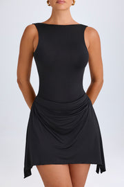 Oh Polly Shirin robe mini noire dos nu moulante