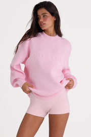 Oh Polly BT1986 pull oversize rose pâle coton côtelé