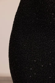 Oh Polly Monte Carlo robe maxi noire perlée col bénitier