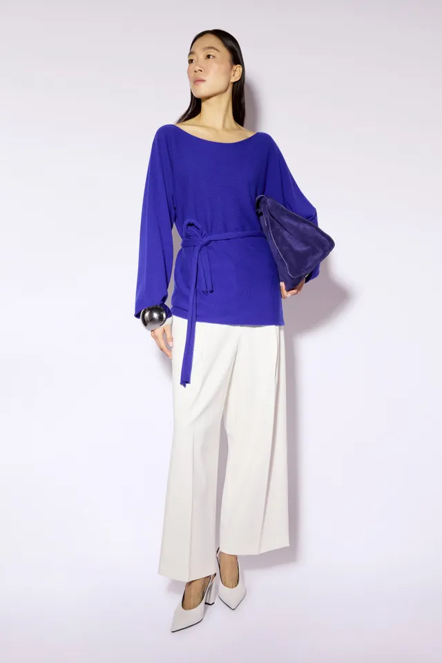Liviana Conti Kira pull cachemire col bateau bleuette