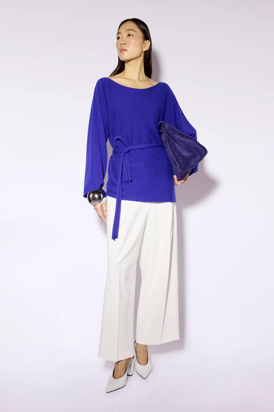 Liviana Conti Kira pull cachemire col bateau bleuette