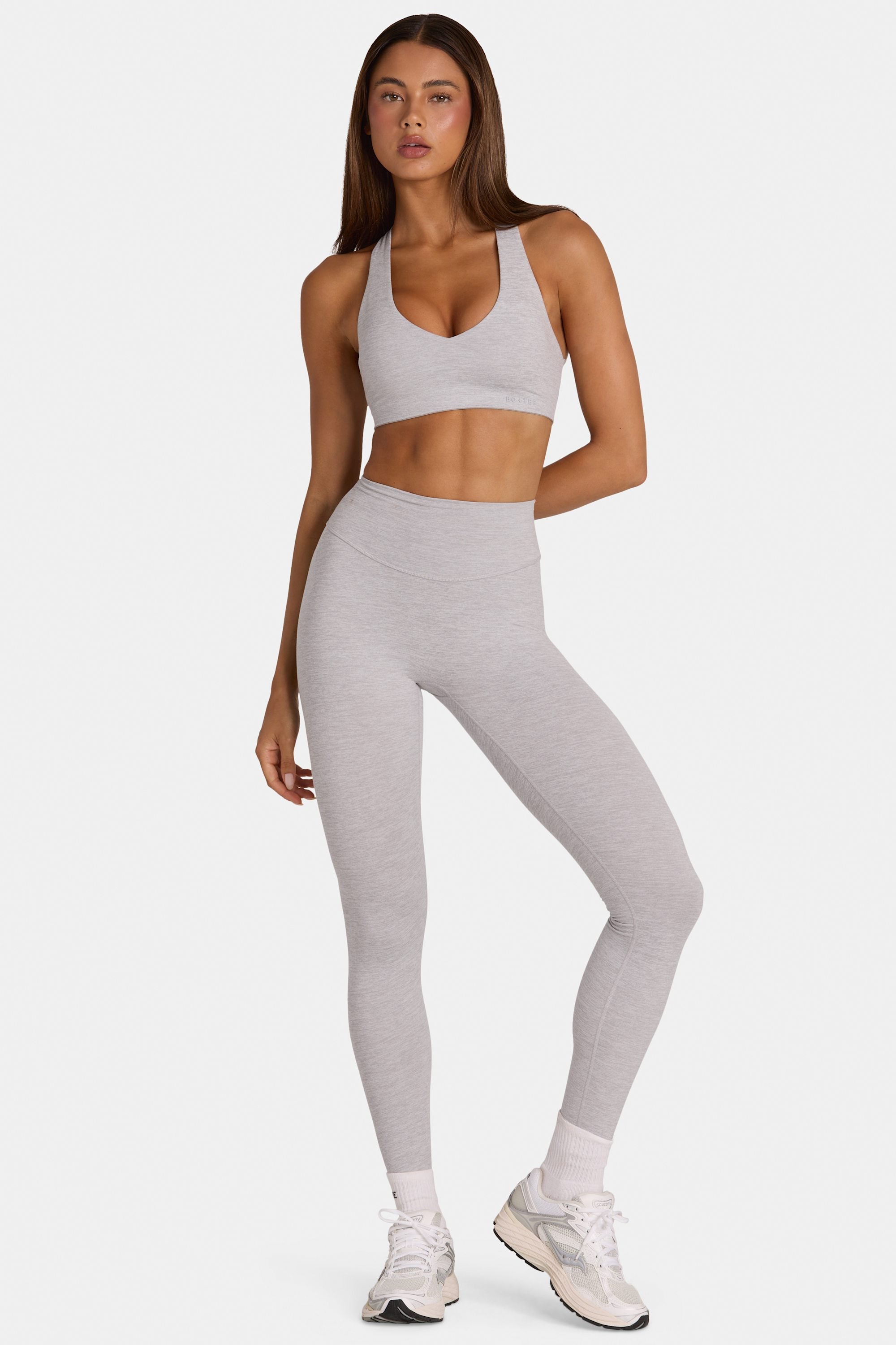 Oh Polly Bo+Tee legging gris chiné taille haute