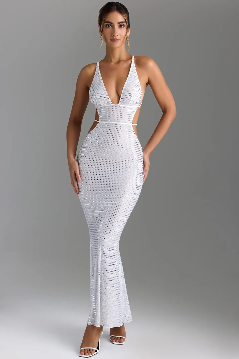 Oh Polly Magdalena robe maxi blanche sirène