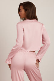 Oh Polly Tops Aimi haut pyjama rose satin volants