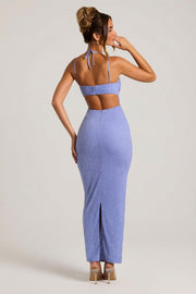 Oh Polly Monte Carlo robe maxi bleu lavande perlée