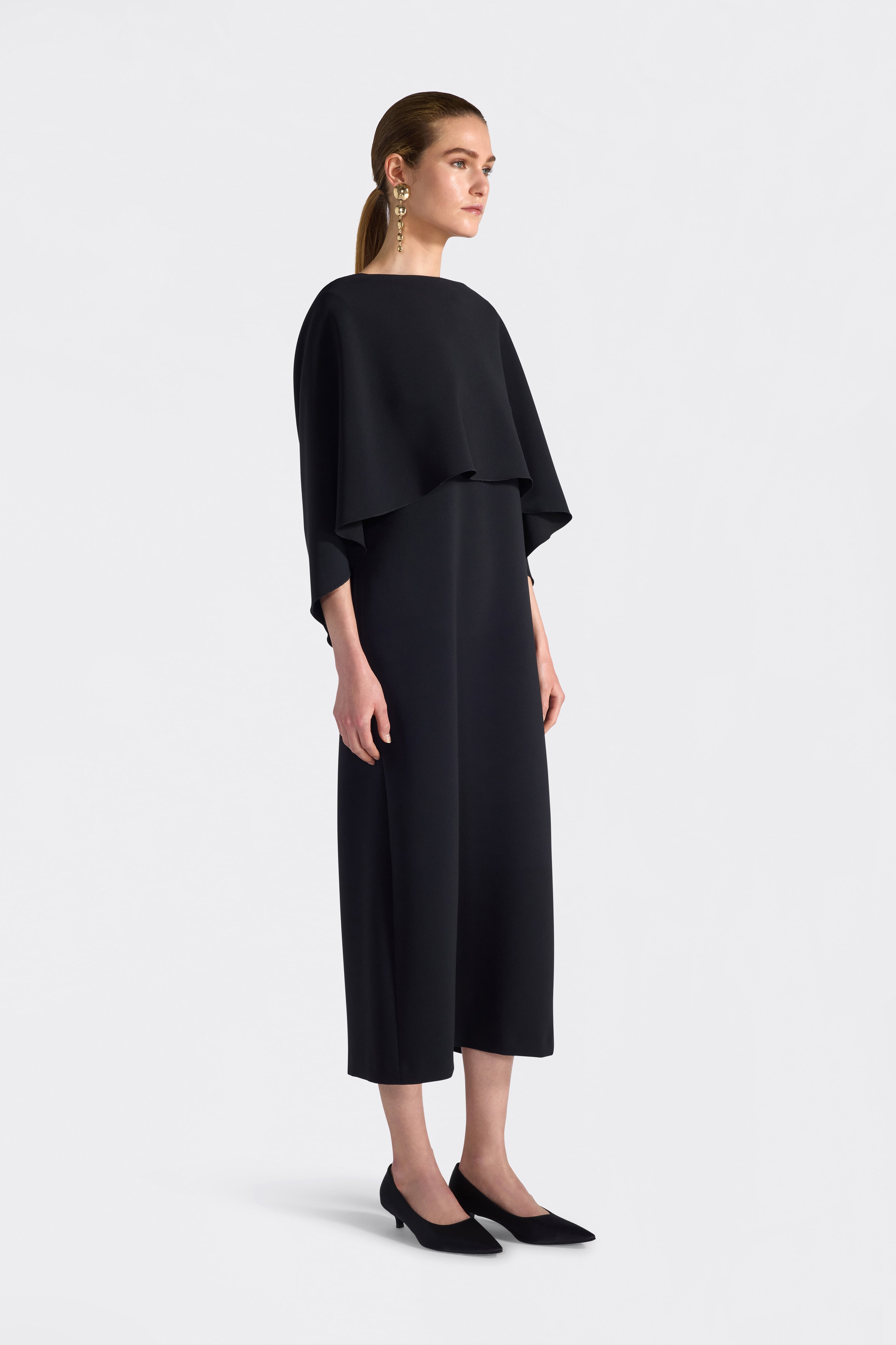 Liviana Conti Melanie robe midi noire 40 cadi drapée