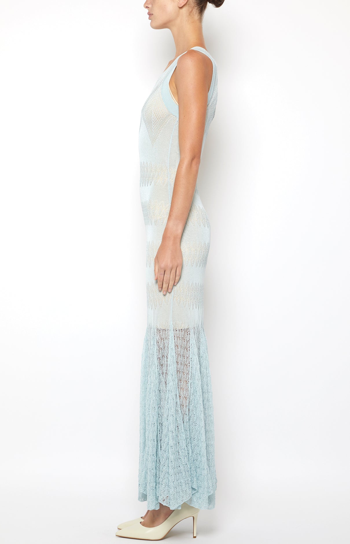 Prabal Gurung Pointelle Slip Maxi robe bleu clair ajourée