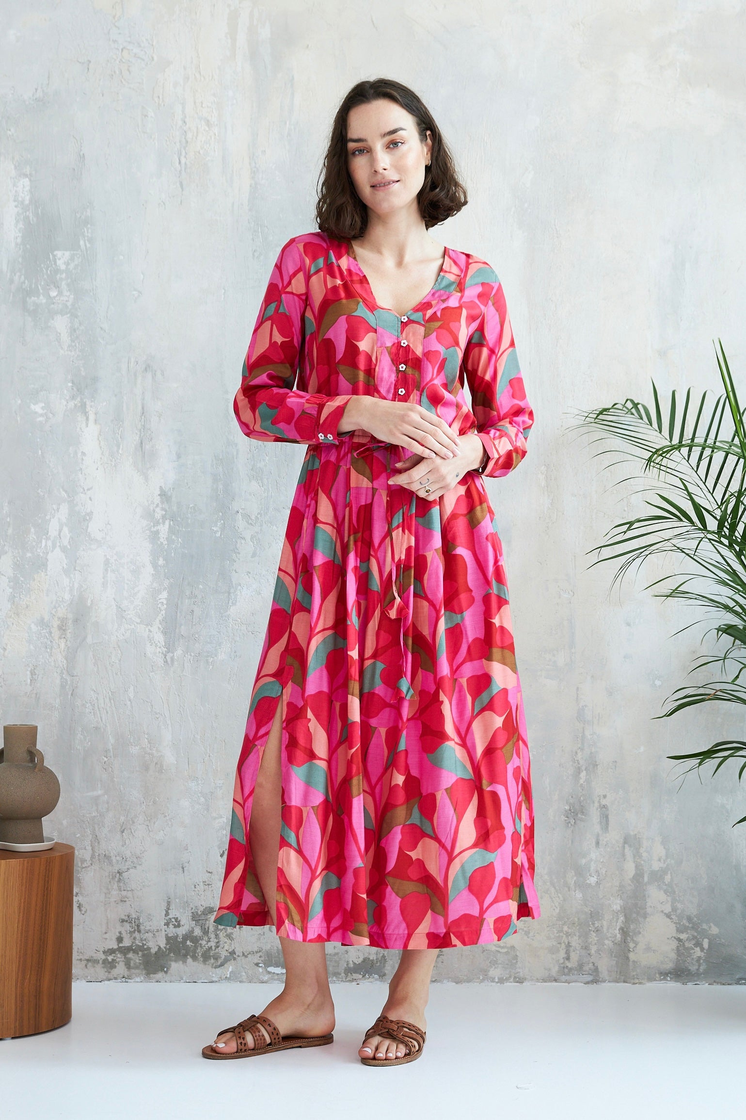 Chicosoleil Luna robe longue viscose pink summer