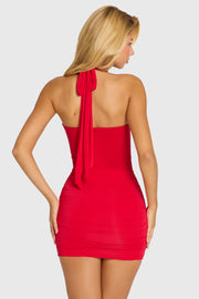 Oh Polly Thalia robe mini rouge cerise dos nu