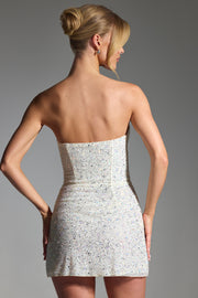 Oh Polly Crystella mini robe bustier blanche strass