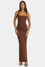 Oh Polly Elenna 16149 robe maxi cocoa modal