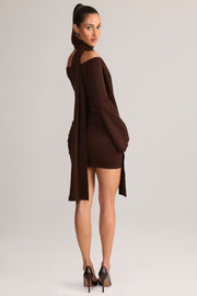 Oh Polly Dresses 14778 robe mini chocolat épaules nues