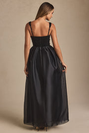 Oh Polly Delancey Robe Corset Noire Maxi Perles