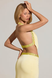 Oh Polly Embellished Mara top jaune citron décolleté dos nu