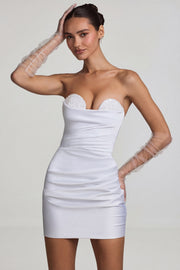 Oh Polly Tirza robe mini blanche corset satin