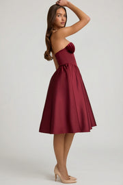 Oh Polly Gabrielle 12161 robe midi corset rouge vin