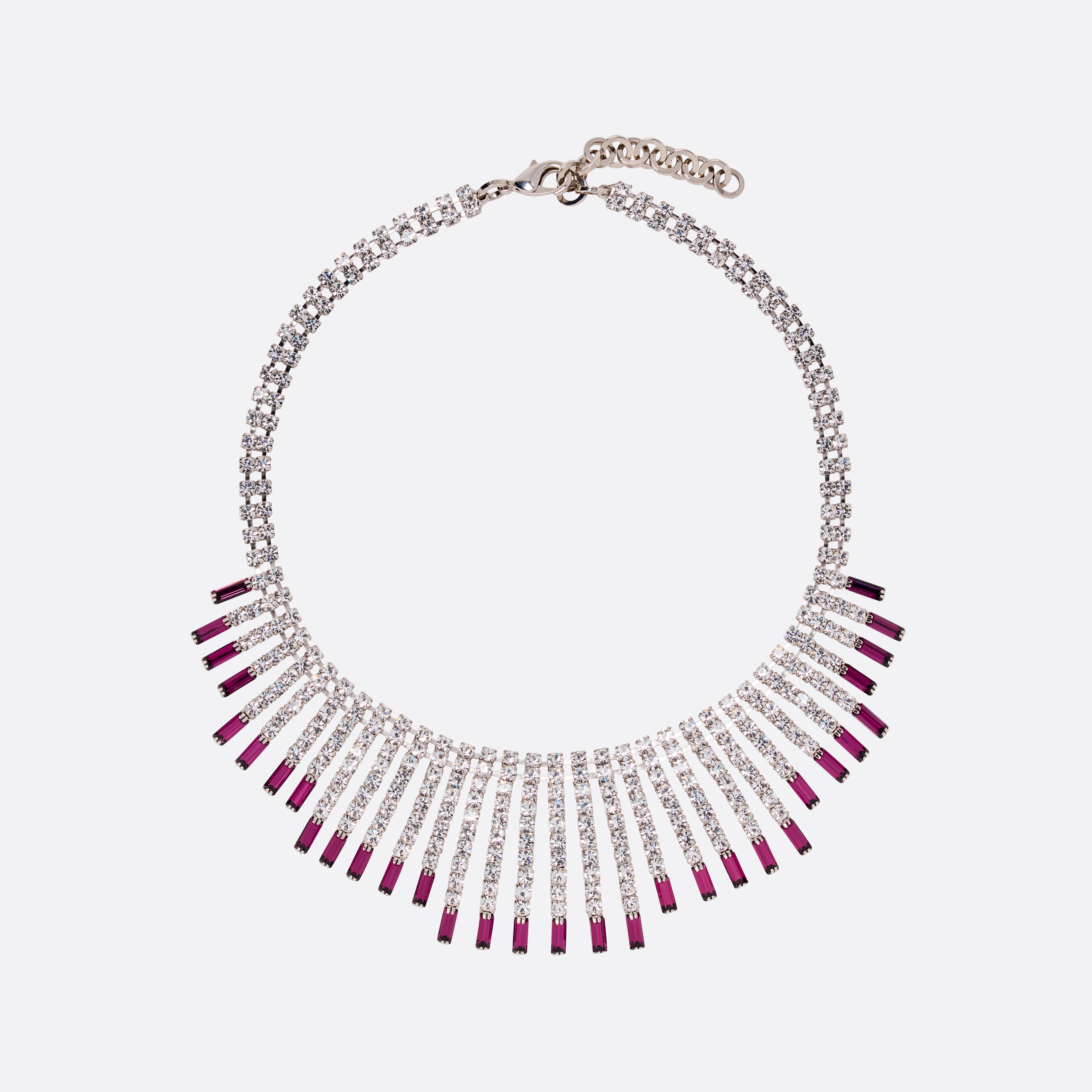 Alessandra Rich Crystal Necklace collier cristal violet argent