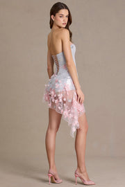 Oh Polly 15752 mini robe corset argent fleurs tulle