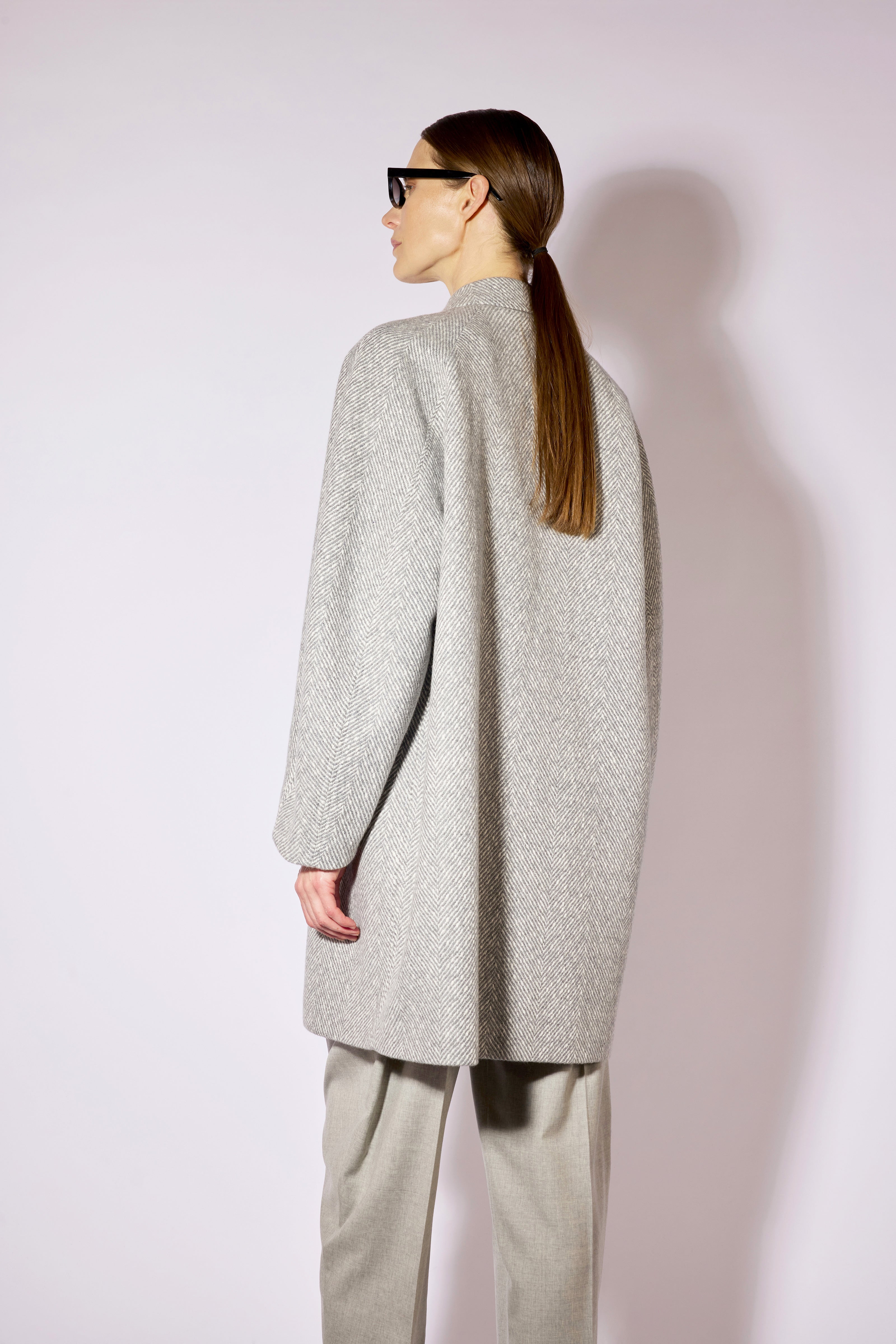 Liviana Conti Jacob Manteau Cachemire Gris Herringbone