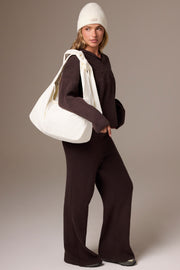Bo+Tee Corduroy tote bag ivoire en velours côtelé à noeud