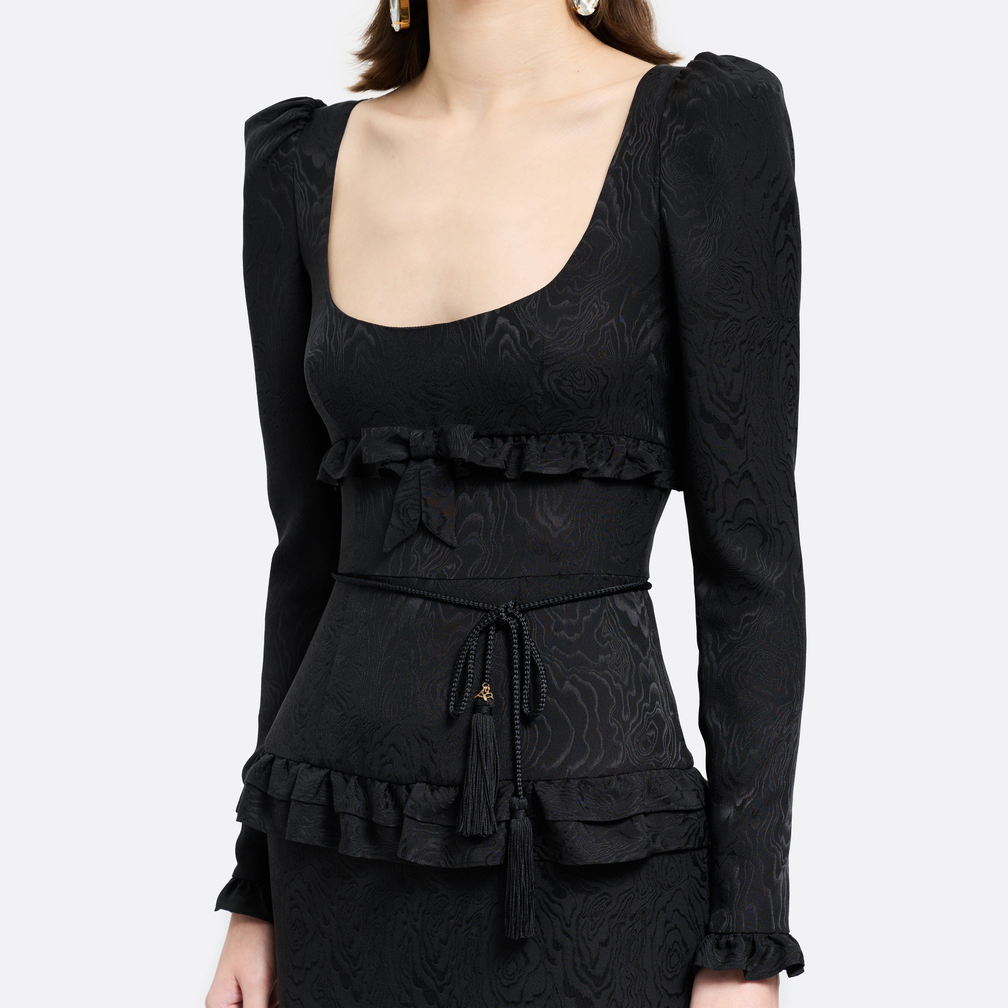 Alessandra Rich Torchon Belt ceinture noire à pompons