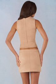 Oh Polly Aurelle 16023 top suédine col montant tan