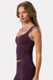 Bo+Tee Soft Active débardeur prune col V crop