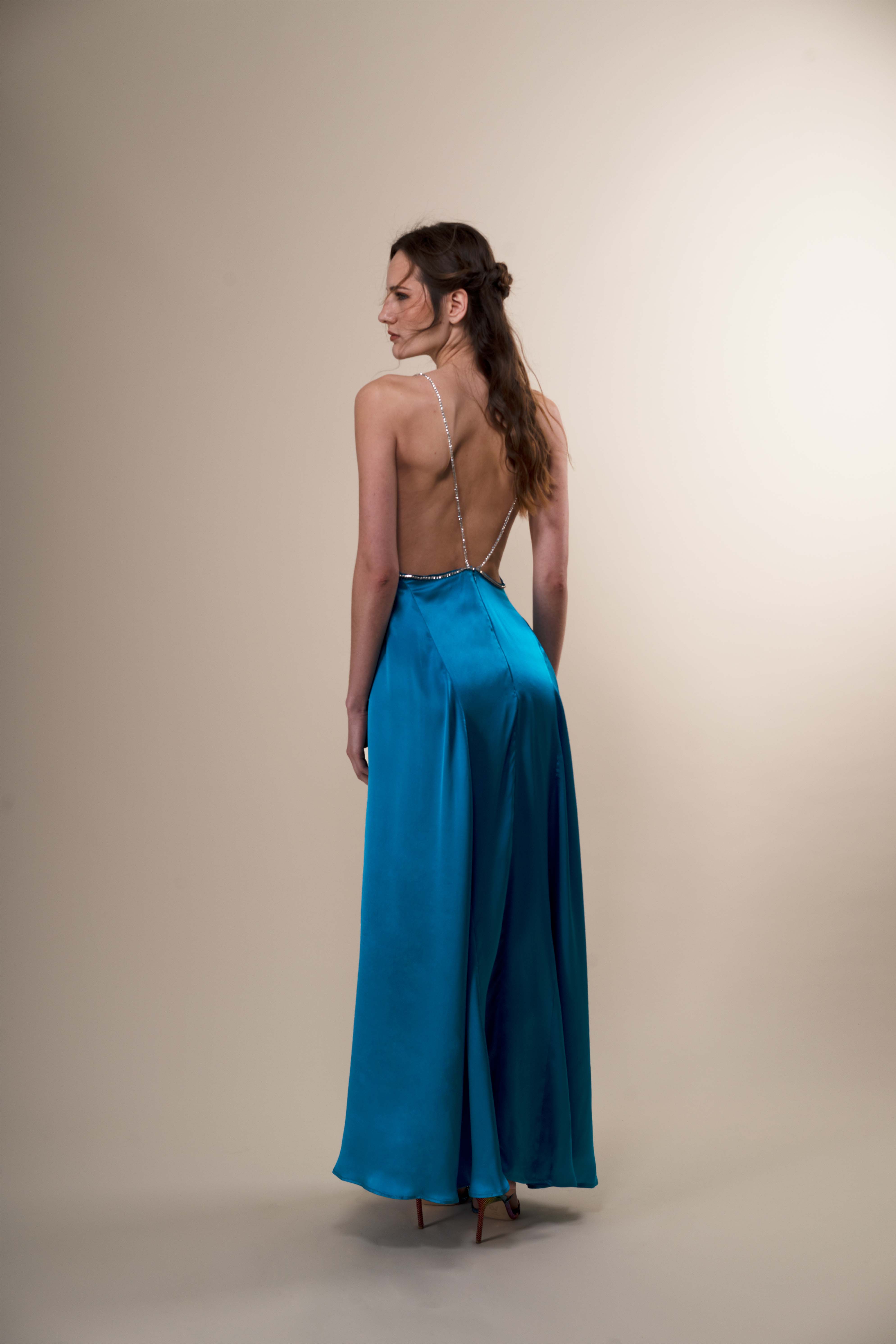The Ethiquette Jenna Pacifique robe longue satin XS