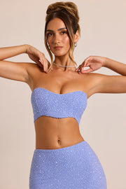 Oh Polly Loire Top Corset Bustier Bleu Perles