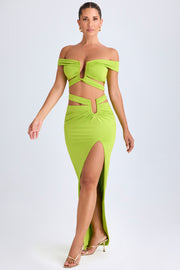Oh Polly Zene crop top découpé lime green épaules dénudées