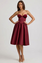 Oh Polly Gabrielle 12161 robe midi corset rouge vin