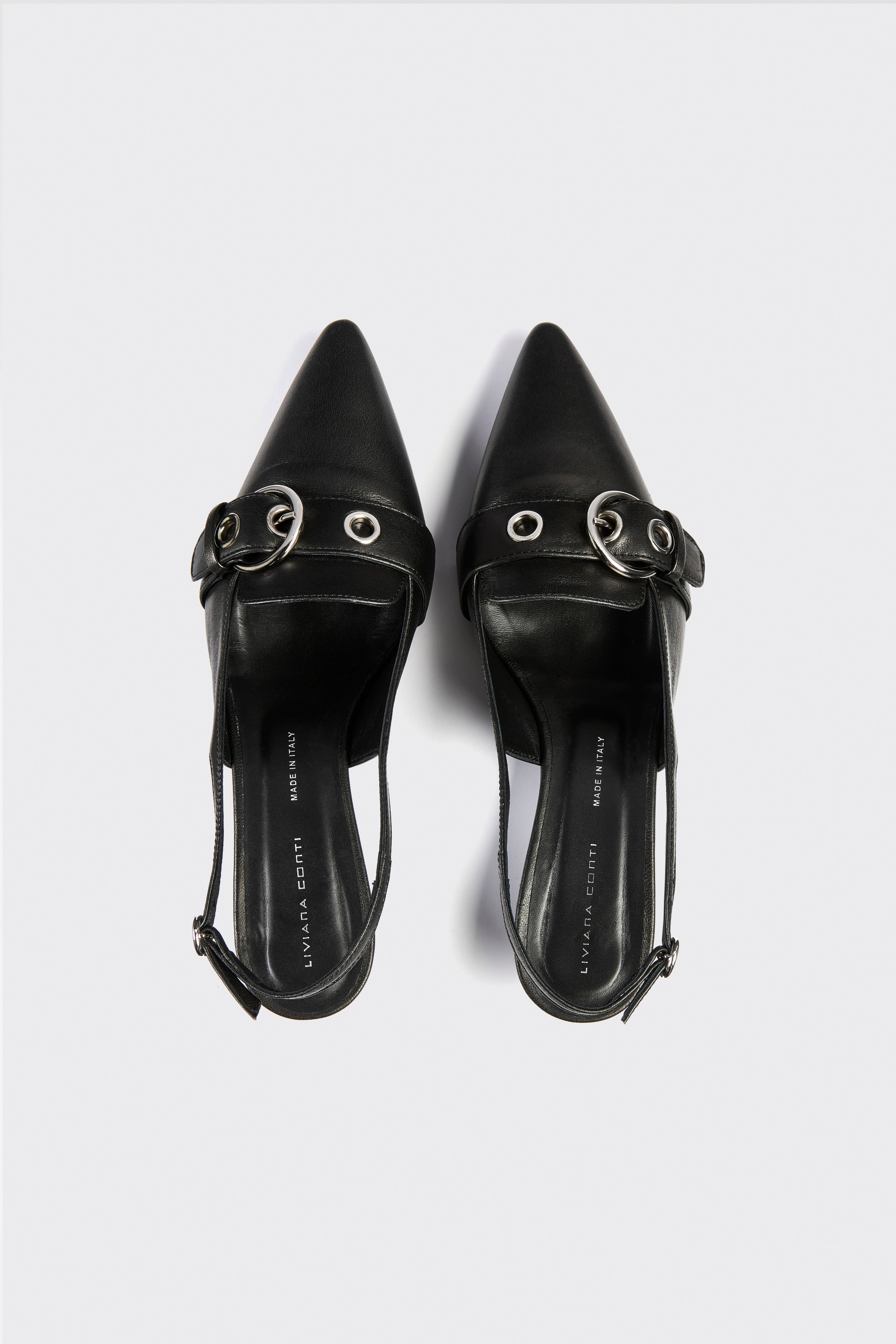 Liviana Conti Jude Slingback Nappa Noir Pointe Boucle 40 mm