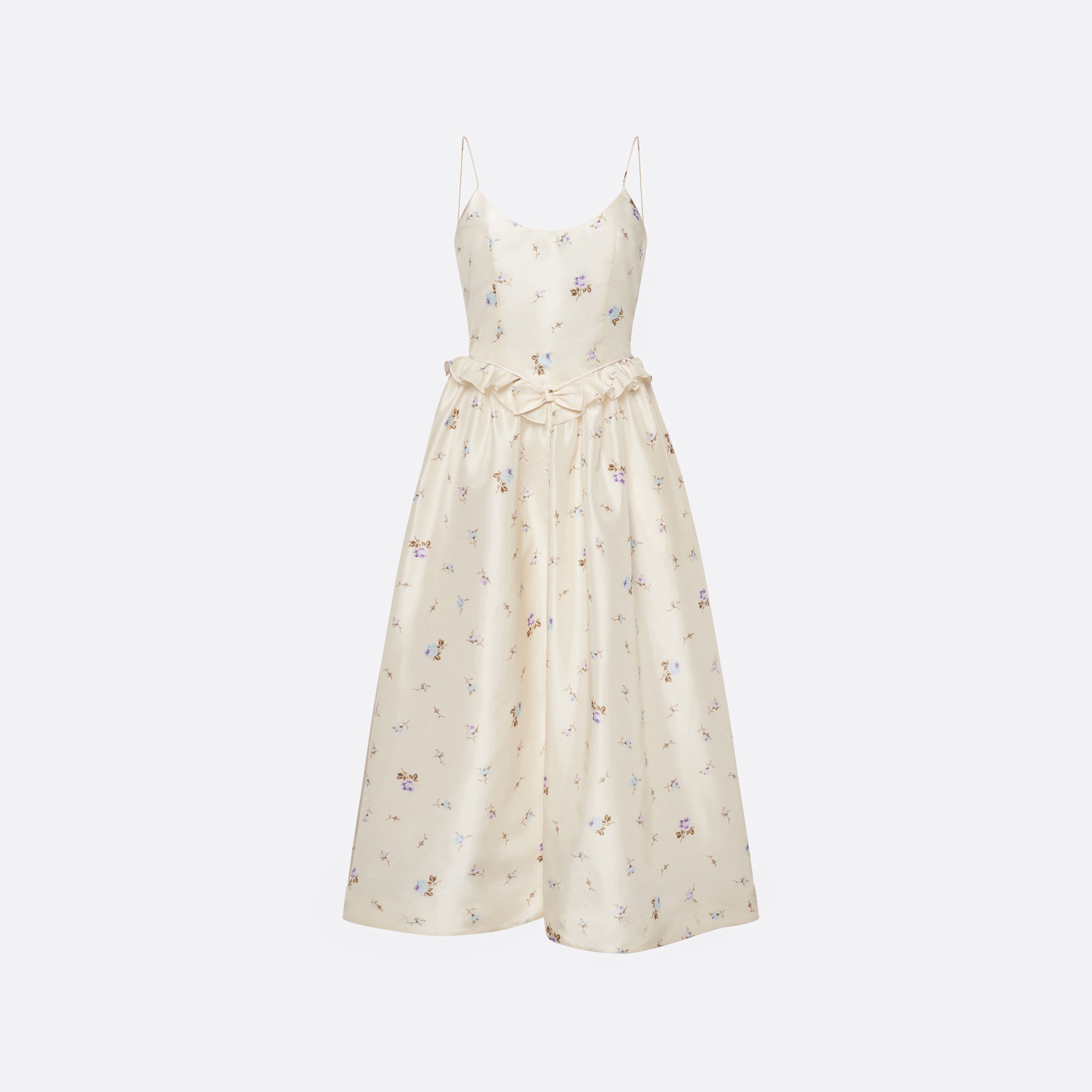 Alessandra Rich Dresses Floral Robe midi blanche à fleurs soie