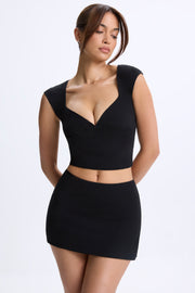 Oh Polly Modal Ruched Cap-Sleeve top noir col sweetheart