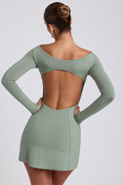 Oh Polly 8490 Mini Robe Femme Vert Sauge Modal Twist