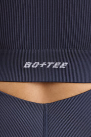 Oh Polly Bo+Tee FlexiRib Zip-Up Cropped Jacket veste indigo slate