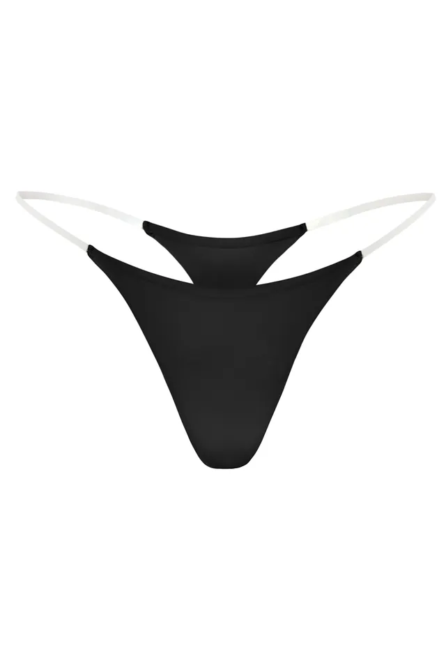 Oh Polly string sans couture bretelle claire noir