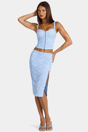 Oh Polly Ana 16577 jupe midi dentelle bleu