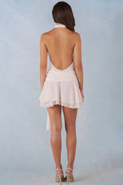 Oh Polly Dresses 16006 mini robe ivoire licou volants