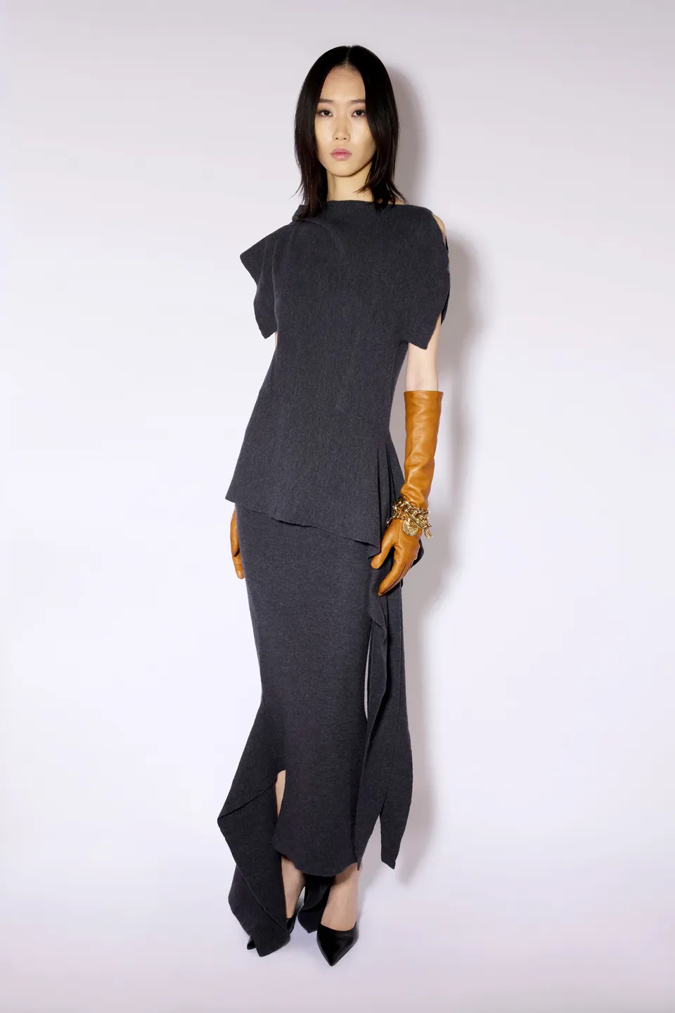 Liviana Conti Jenna jupe midi anthracite laine