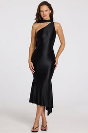 Oh Polly Shaya robe midaxi noire asymétrique foulard