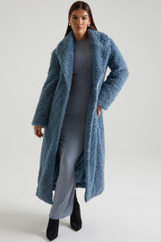 Oh Polly Alaska manteau long bleu fausse fourrure