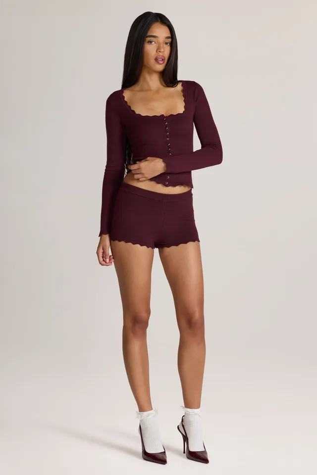 Oh Polly Lindon short mini en maille marron cacao