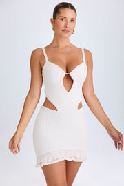 Oh Polly Jovelyn robe mini blanche volants cœur bodycon