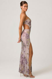 Oh Polly Lucienne robe maxi sirène lilas à strass