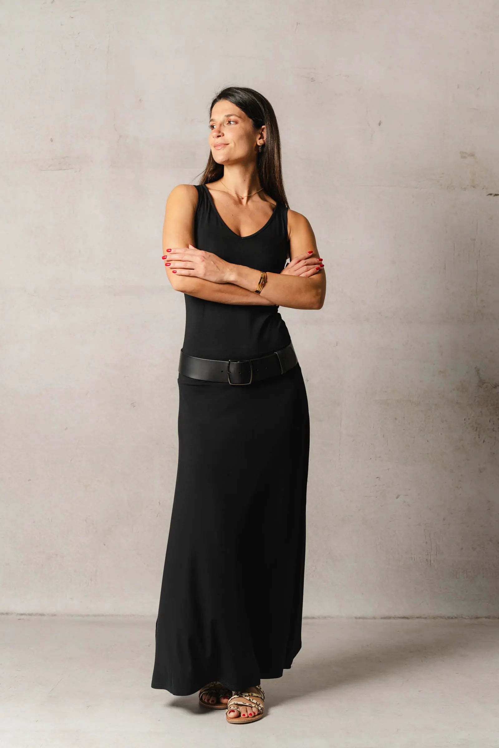 Thelma & Rose Lyane robe longue col V noire 36