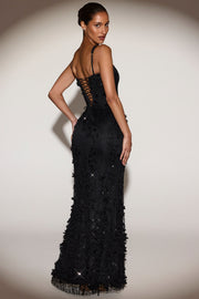 Oh Polly Embellished Vasanta robe corset noire sequins