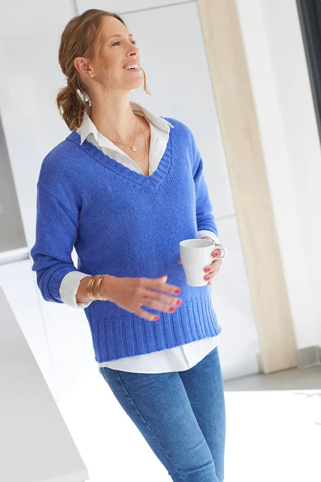 THELMA & ROSE Gabin pull col V bleu M