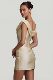 Oh Polly Maeve robe mini satin perle épaules dénudées