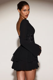 Oh Polly Reinara 15621 mini robe corset noire strass